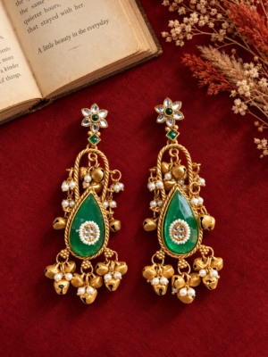 Gulmohar Green Kashmiri Earrings