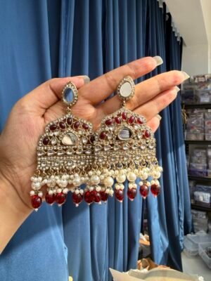 Sarah Kundan Earrings – Red