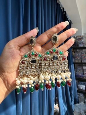 Sarah Kundan Earrings – Red Green