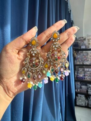 Yuvika Premium Chandbali Earrings – Multi