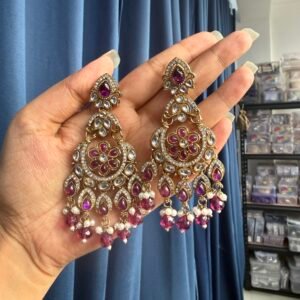Yuvika Premium Chandbali Earrings – Purple