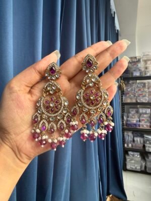 Yuvika Premium Chandbali Earrings – Purple