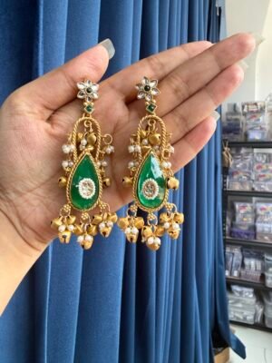 Gulmohar Kashmiri Earrings – Green