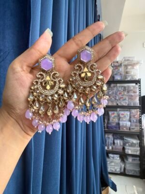 Sonal Premium Chandbali Earrings – Lavender