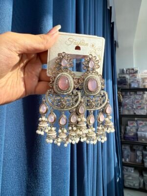 Nupur Premium Statement Chandbali – Light Pink