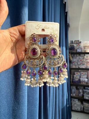 Nupur Premium Statement Chandbali – Purple