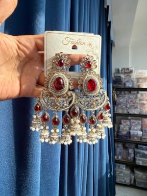Nupur Premium Statement Chandbali – Red