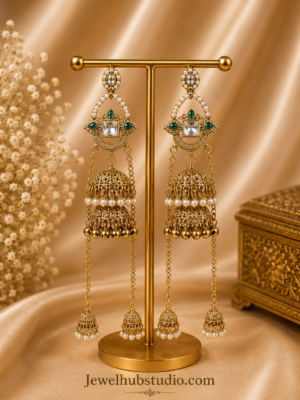 Riwayat Kashmiri Jhumar Earrings - Dark Green