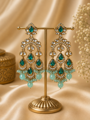 Kusum Kundan Earrings Light Blue