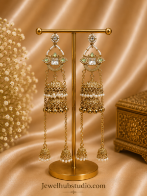Riwayat Kashmiri Jhumar Earrings - Light Green