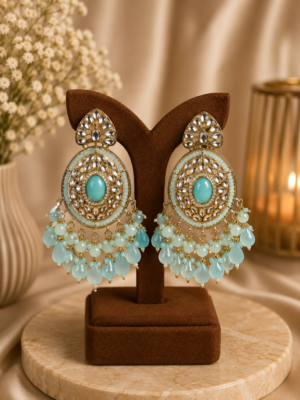 Tina Chandbali Earrings - Light Blue