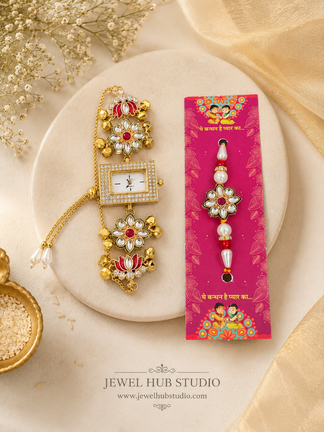 Anushka Rakhi Watch Combo for Brother and Bhabhi