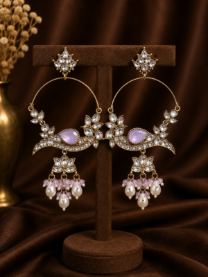 Smita Peacock Chandbali Earrings Lavender