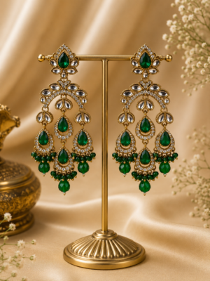 Kusum Kundan Earrings Dark Green