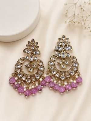 Kamini Kundan Earrings Lavender