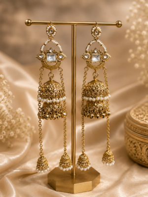Riwayat Kashmiri Jhumar Earrings - White