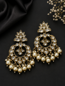 Kamini Kundan Earrings White