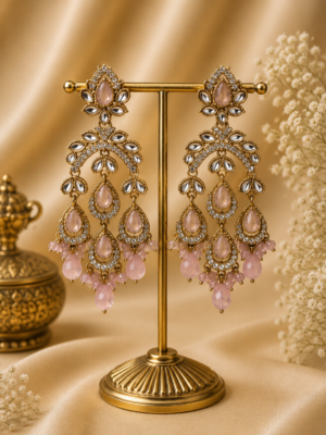Kusum Kundan Earrings Light Pink