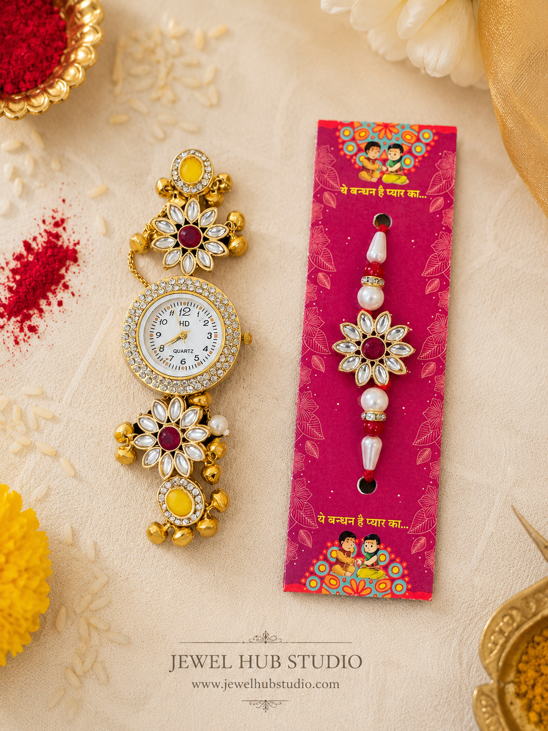 Trisha Rakhi Watch Combo for Brother and Bhabhi