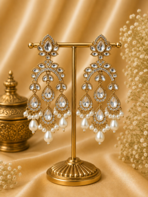 Kusum Kundan Earrings White