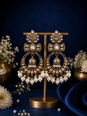 Anchal Kundan Earrings – White