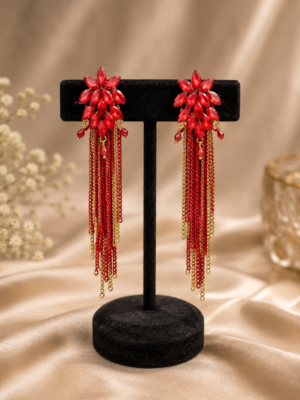 Elara Red Tassel Earrings