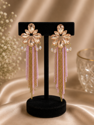 Elara Light Pink Tassel Earrings