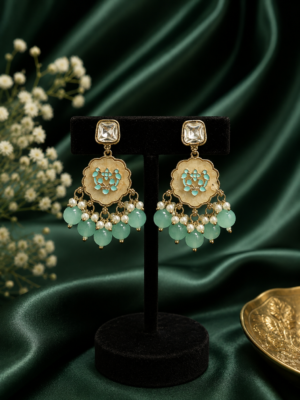 Veda Light Blue Kundan Earrings