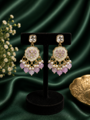 Veda Lavender Kundan Earrings