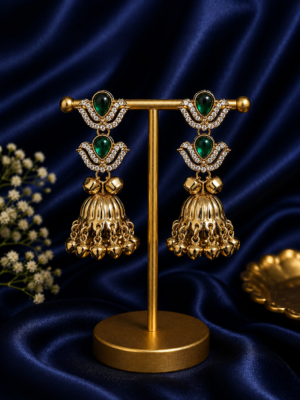 Ziva Kashmiri Jhumka - Dark Green