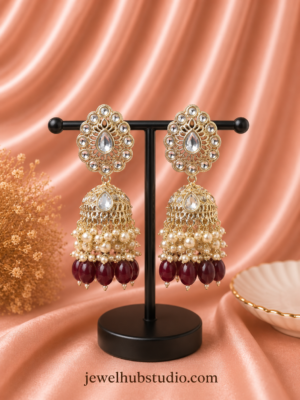Swasti Kundan Jhumka - Brown