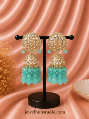 Swasti Kundan Jhumka - Light Blue