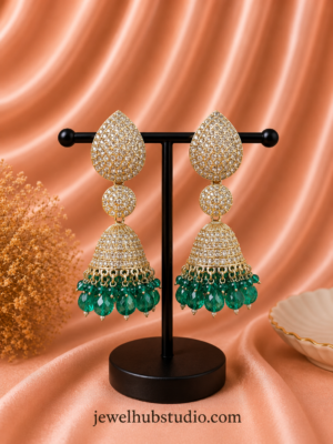Swasti Kundan Jhumka - Teal Green