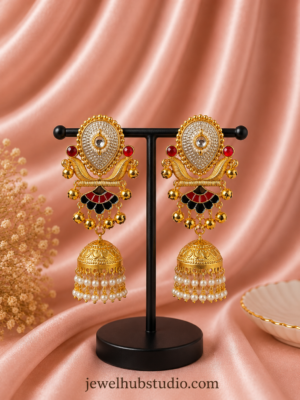 Vanya Heritage Jhumka Earrings Black Red