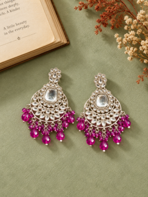Radha Premium Kundan Earrings – Purple