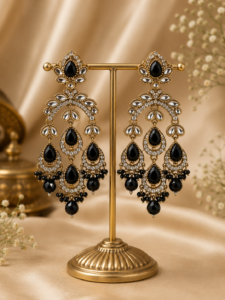 Kusum Kundan Earrings Black