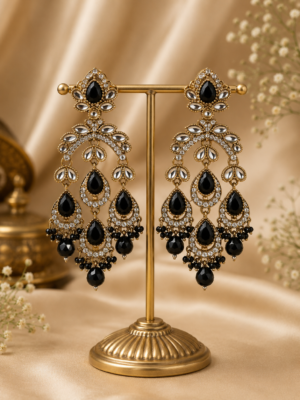 Kusum Kundan Earrings Black