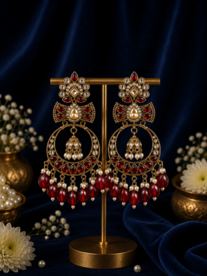 Anchal Kundan Earrings – Red