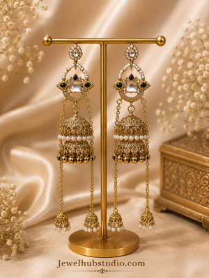 Riwayat Kashmiri Jhumar Earrings - Black