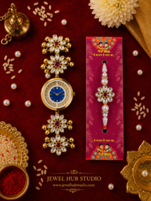 Rukmini Rakhi Watch Combo for Brother and Bhabhi