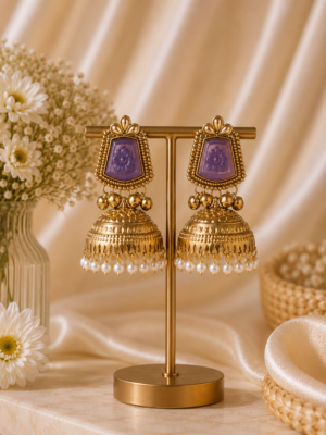 Anvika Kashmiri Jhumka Earrings – Lavender