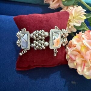 Rectangle Cut Mirror Oxidised Kada
