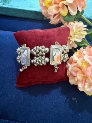 Rectangle Cut Mirror Oxidised Kada
