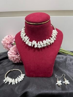 Mogra Oxidised Set with bracelet