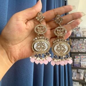 Roshni Kundan Earrings – Light Pink