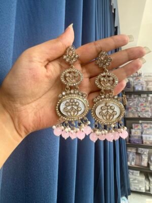 Roshni Kundan Earrings – Light Pink