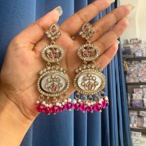 Roshni Kundan Earrings – Wine