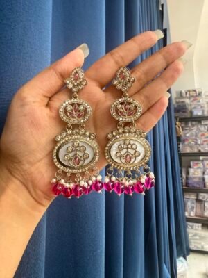 Roshni Kundan Earrings – Wine