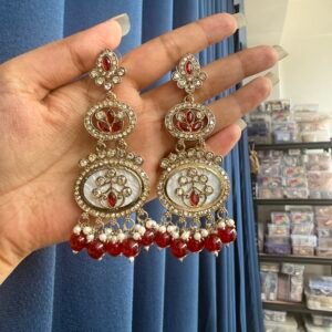 Roshni Kundan Earrings – Red