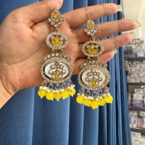 Roshni Kundan Earrings – Yellow